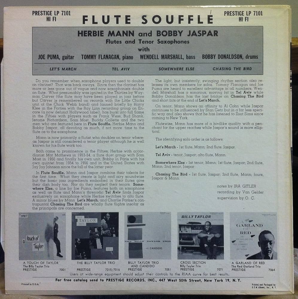 Herbie Mann & Bobby Jaspar Flute Souffle vinyl record